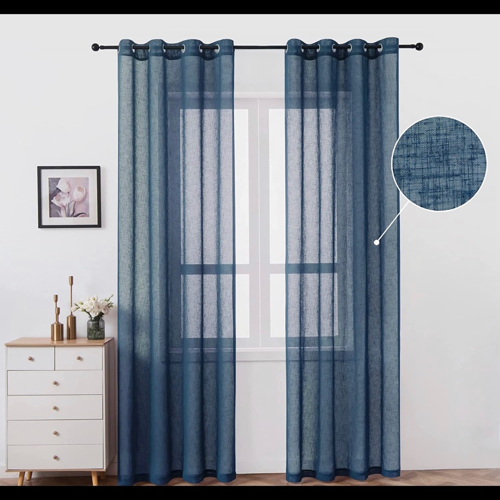 Sheer curtains navy blue 54 x 96